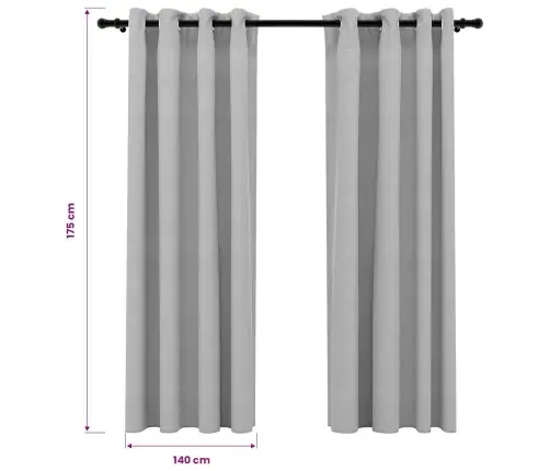 Biezie Aizkari, 2 Gab., 140X175 Cm, Linveida, Pelēki Vidaxl