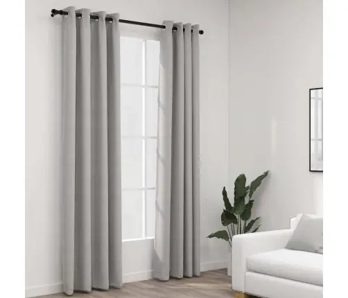 Linase Välimusega Pimendavad Kardinad 2 Tk Hall 140 X 245 Cm Linase Välimusega Pimendavad Kardinad 2 Tk Hall 140 X 245 Cm