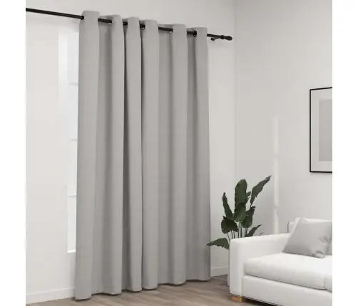 Gaismu Necaurlaidīgs Aizkars, 290X245 Cm, Linveida, Pelēks Vidaxl