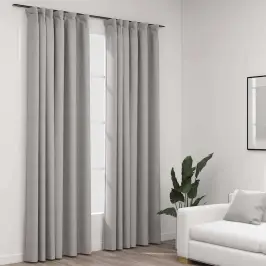 Biezie Aizkari Ar Āķiem, 2 Gab., Pelēki, Linveida, 140X225 Cm Vidaxl