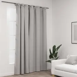 Gaismu Necaurlaidīgs Aizkars Ar Āķiem, 290X245 Cm, Pelēks Vidaxl