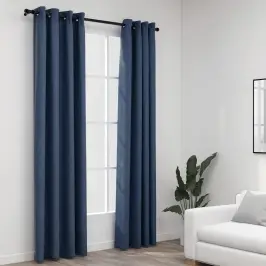 Linase Välimusega Pimendavad Kardinad 2 Tk Sinine 140 X 245 Cm