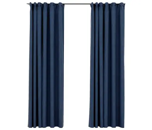 Pimendavad Kardinad Konksudega, 2 Tk Sinine 140 X 225 Cm