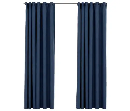 Biezie Aizkari Ar Āķiem, 2 Gab., Zili, Linveida, 140X245 Cm Vidaxl Biezie Aizkari Ar Āķiem, 2 Gab., Zili, Linveida, 140X245 Cm Vidaxl