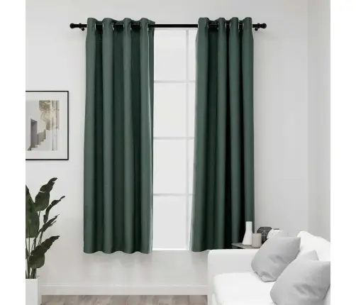 Naktinės Užuolaidos Su Kilputėmis, 2Vnt., Žalios, 140X175Cm