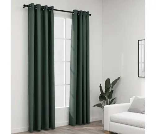 Biezie Aizkari, 2 Gab., 140X225 Cm, Linveida, Zaļi Vidaxl