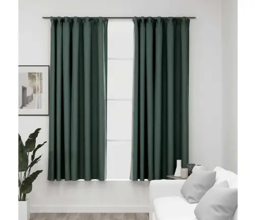Pimendavad Kardinad Konksudega, 2 Tk Roheline 140 X 175 Cm