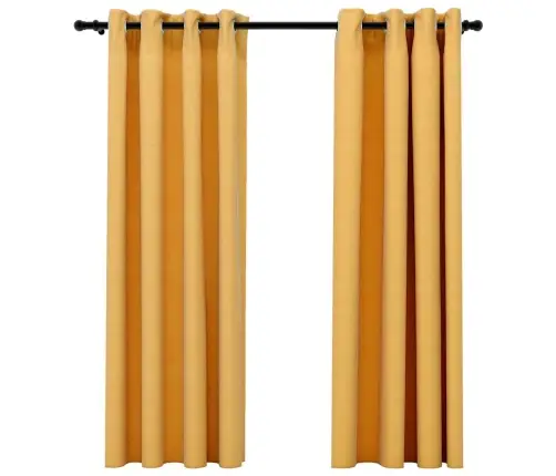 Linase Välimusega Pimendavad Kardinad 2 Tk Kollane 140 X 175 Cm