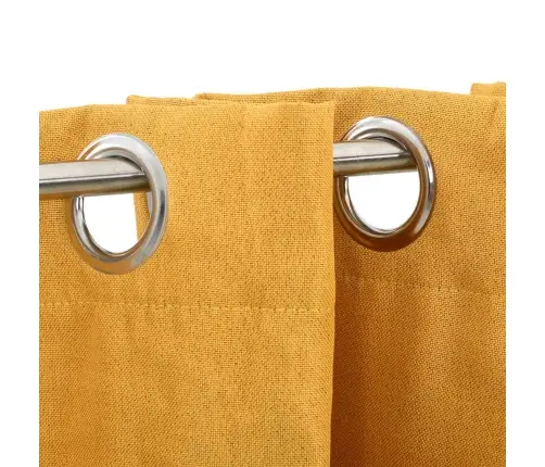 Linase Välimusega Pimendavad Kardinad 2 Tk Kollane 140 X 175 Cm