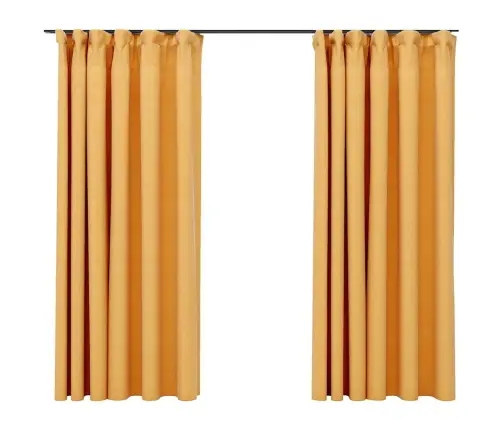 Pimendavad Kardinad Konksudega, 2 Tk Kollane 140 X 175 Cm