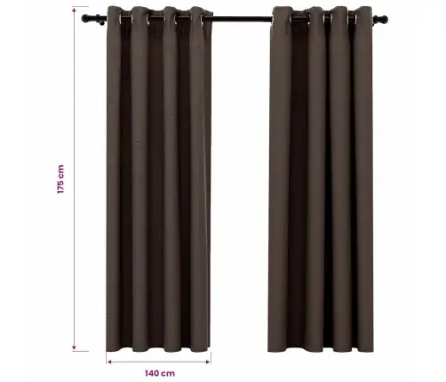 Biezie Aizkari, 2 Gab., 140X175 Cm, Linveida, Pelēkbrūni Vidaxl