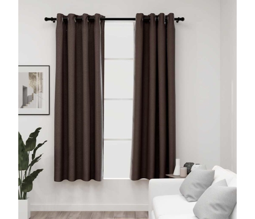 Linase Välimusega Pimendavad Kardinad 2 Tk Pruunikas 140X175 Cm