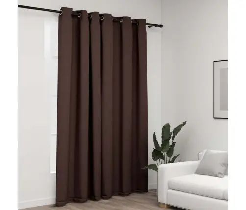 Gaismu Necaurlaidīgs Aizkars, 290X245 Cm, Linveida, Pelēkbrūns Vidaxl