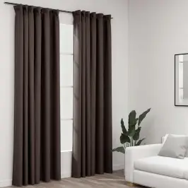 Biezie Aizkari Ar Āķiem, 2 Gab., Pelēkbrūni, 140X225 Cm Vidaxl