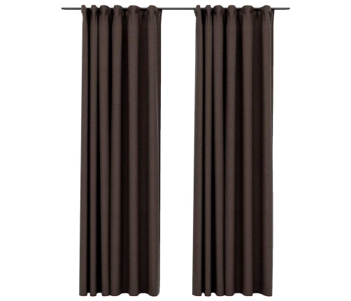 Pimendavad Kardinad Konksudega, 2 Tk Pruunikashall 140 X 245 Cm