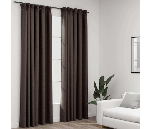 Pimendavad Kardinad Konksudega, 2 Tk Pruunikashall 140 X 245 Cm