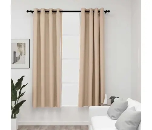 Linase Välimusega Pimendavad Kardinad 2 Tk Beež 140 X 175 Cm Linase Välimusega Pimendavad Kardinad 2 Tk Beež 140 X 175 Cm