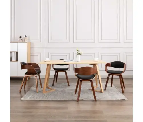 Valgomojo Kėdės, 4Vnt., Išlenkta Med. Ir Dirbt. Oda