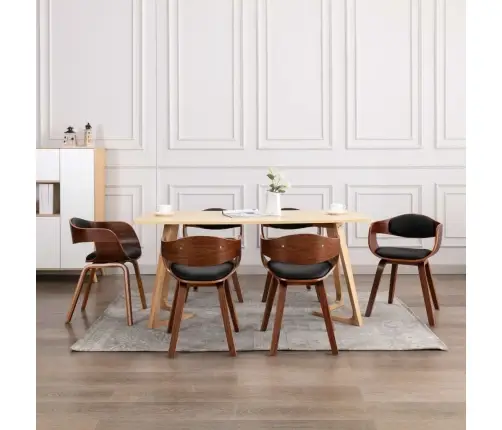 Virtuves Krēsli, 6 Gab., Liekts Koks Un Mākslīgā Āda Vidaxl