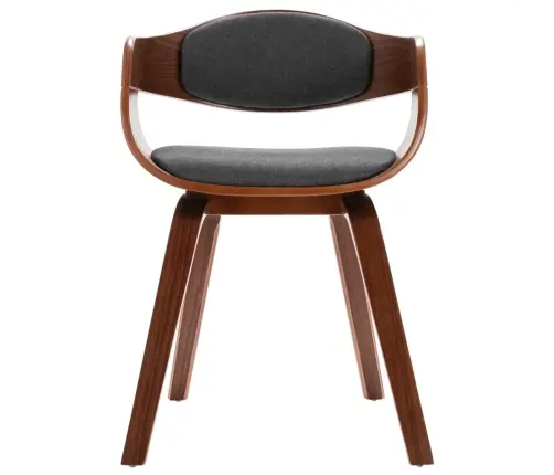 Virtuves Krēsli, 4 Gab., Liekts Koks Un Pelēks Audums Vidaxl