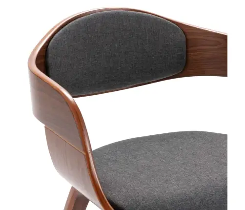 Virtuves Krēsli, 4 Gab., Liekts Koks Un Pelēks Audums Vidaxl