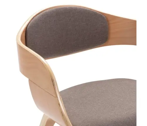 Valgomojo Kėdės, 4Vnt., Taupe, Išlenkta Mediena Ir Audinys