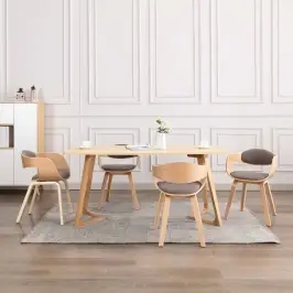 Valgomojo Kėdės, 4Vnt., Taupe, Išlenkta Mediena Ir Audinys