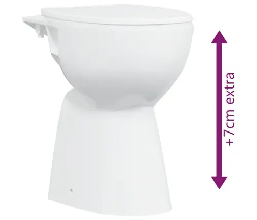 Tualete Bez Apmales, 7 Cm Papildu Augstums, Klusa Aizvēršana, Balta Keramika Vidaxl