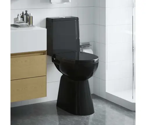 Tualete Bez Apmales, 7 Cm Papildu Augstums, Klusa Aizvēršana, Melna Keramika Vidaxl