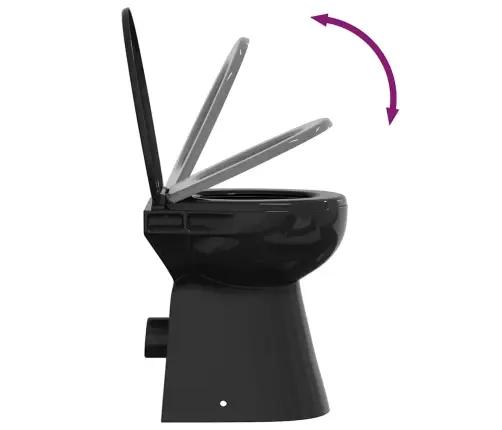 Tualete Bez Apmales, 7 Cm Papildu Augstums, Klusa Aizvēršana, Melna Keramika Vidaxl