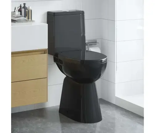 Tualete Bez Apmales, 7 Cm Papildu Augstums, Klusa Aizvēršana, Melna Keramika Vidaxl