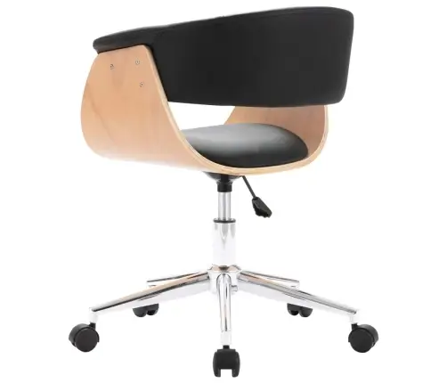 Biroja Krēsls, Grozāms, Liekts Koks Un Melna Mākslīgā Āda Vidaxl