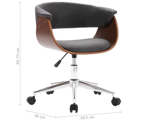 Pasukama Biuro Kėdė, Pilka, Lenkta Mediena Ir Audinys