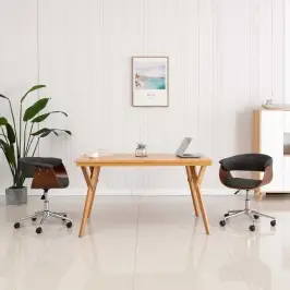 Pasukama Biuro Kėdė, Pilka, Lenkta Mediena Ir Audinys