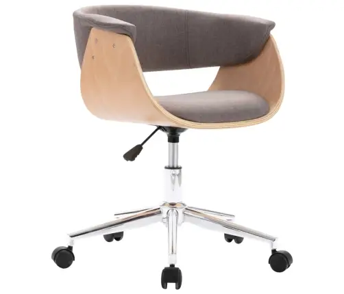 Pöörlev Kontoritool, Pruunikashall, Painutatud Puit Ja Kangas