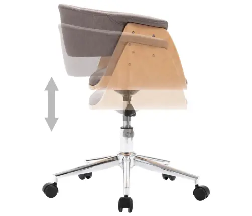 Pöörlev Kontoritool, Pruunikashall, Painutatud Puit Ja Kangas