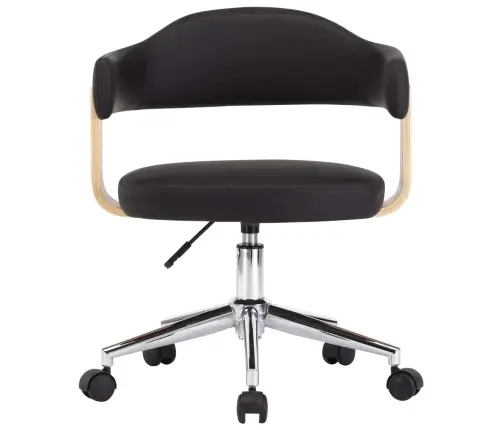 Biroja Krēsls, Grozāms, Liekts Koks, Melna Mākslīgā Āda Vidaxl