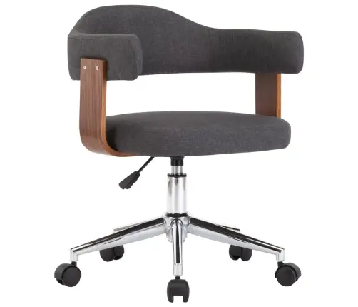 Biroja Krēsls, Grozāms, Liekts Koks, Pelēks Audums Vidaxl