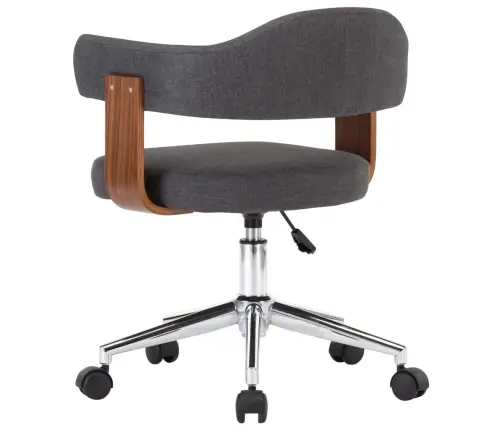 Biroja Krēsls, Grozāms, Liekts Koks, Pelēks Audums Vidaxl