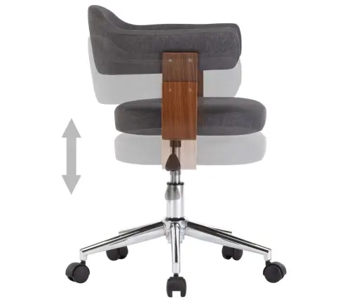 Biroja Krēsls, Grozāms, Liekts Koks, Pelēks Audums Vidaxl
