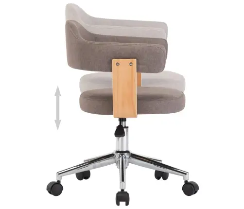Pasukama Biuro Kėdė, Taupe Spalvos, Išlenkta Mediena Ir Audinys