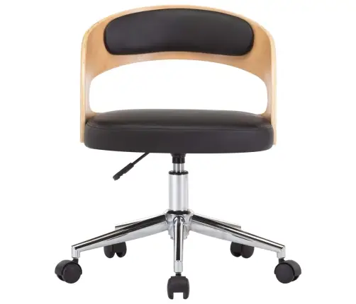 Biroja Krēsls, Grozāms, Liekts Koks, Melna Mākslīgā Āda Vidaxl