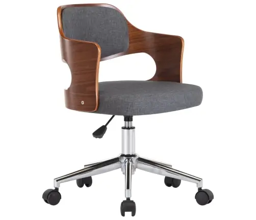 Biroja Krēsls, Grozāms, Liekts Koks, Pelēks Audums Vidaxl