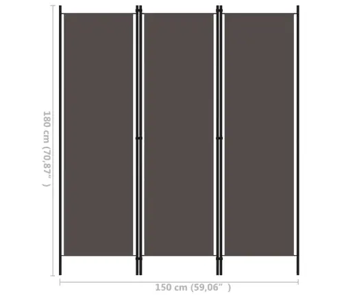 3-Paneļu Istabas Aizslietnis, Antracītpelēks, 150X180 Cm Vidaxl