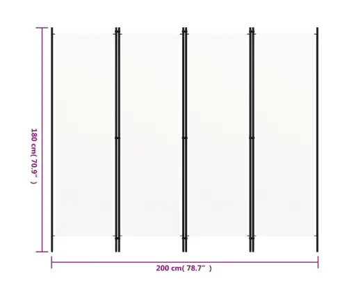 4-Paneļu Istabas Aizslietnis, Balts, 200X180 Cm  Vidaxl