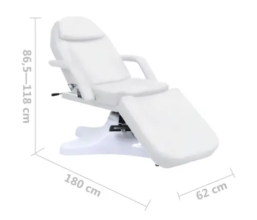 Massaažilaud, Valge, 180 X 62 X (86,5–118) Cm