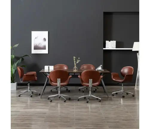 Pöörlevad Söögitoolid, 6 Tk, Pruun, Kunstnahk