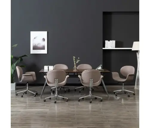 Grozāmi Virtuves Krēsli, 6 Gab., Pelēkbrūns Audums Vidaxl