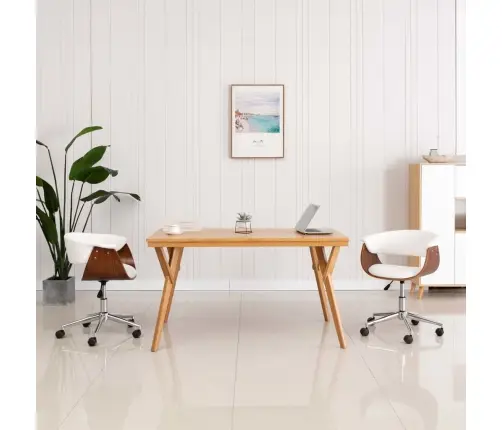 Grozāmi Virtuves Krēsli, 2 Gab., Balta Mākslīgā Āda Vidaxl