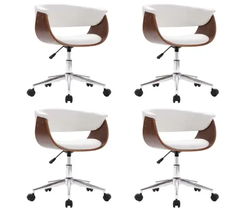 Grozāmi Virtuves Krēsli, 4 Gab., Balta Mākslīgā Āda Vidaxl